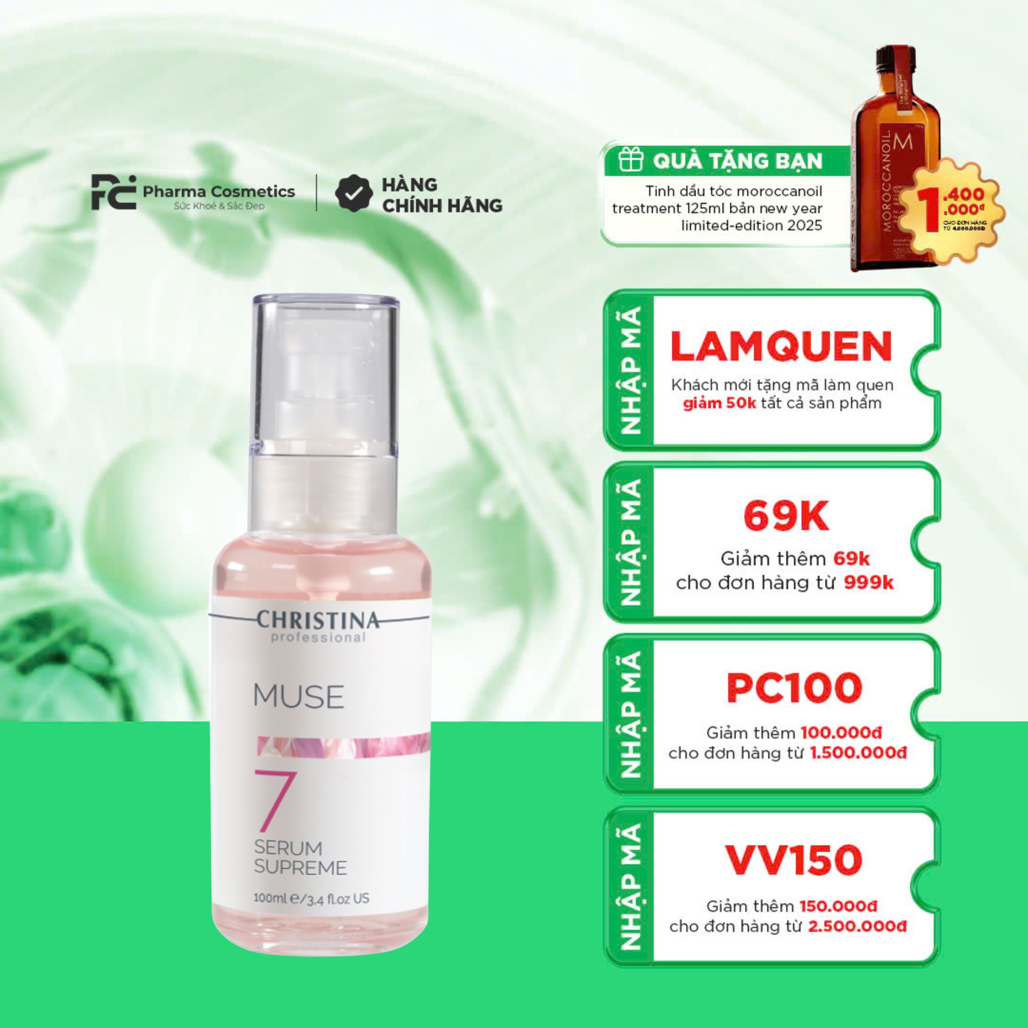 MUSE 7 SERUM SUPREME: Huyết Thanh Phục Hồi & Làm Dịu Da - Giải Độc, Chống Lão Hóa Chuyên Sâu