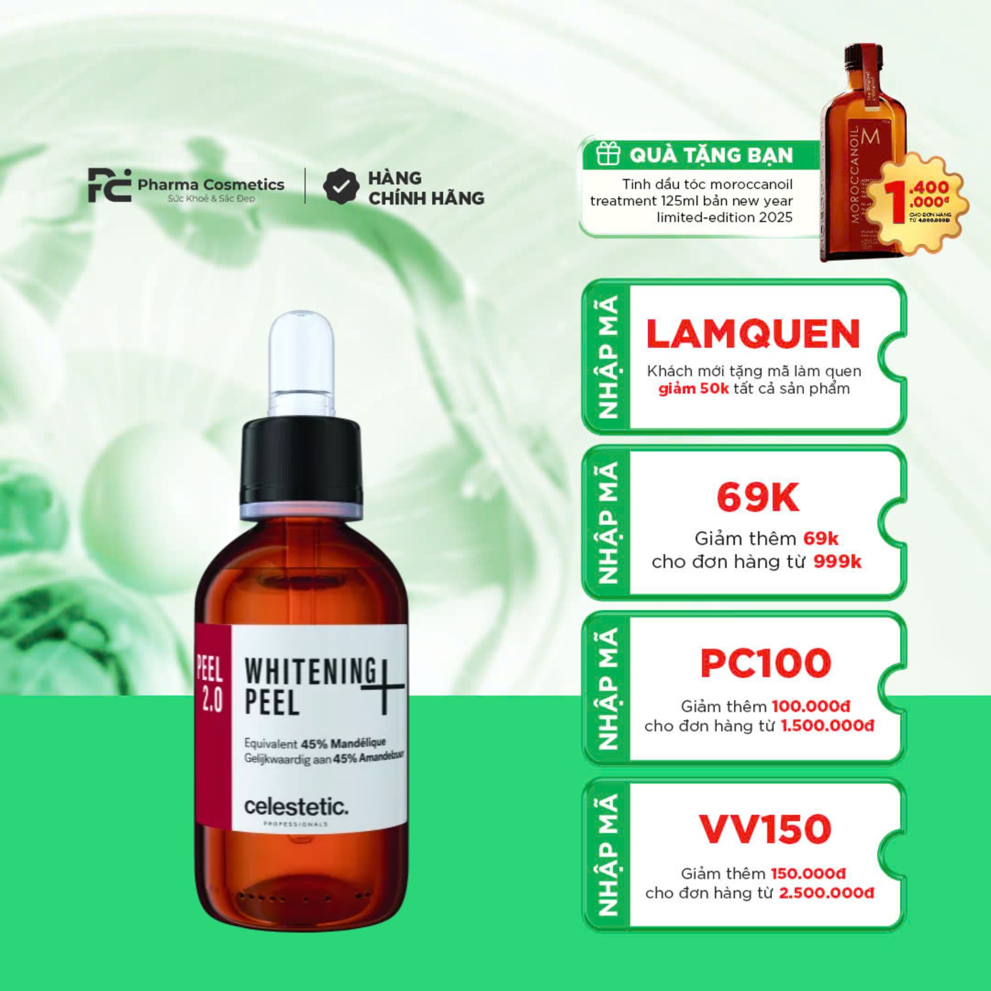 CELESTETIC WHITENING PEEL +: Peel Đặc Trị Nám & Sắc Tố - Khôi Phục Làn Da Sáng Mịn, Đều Màu