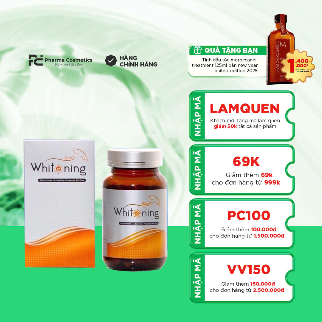 KISMET WHITENING MELANIN: Viên Uống Trắng Da & Chống Nắng Toàn Diện, Cân Bằng Nội Tiết Tố