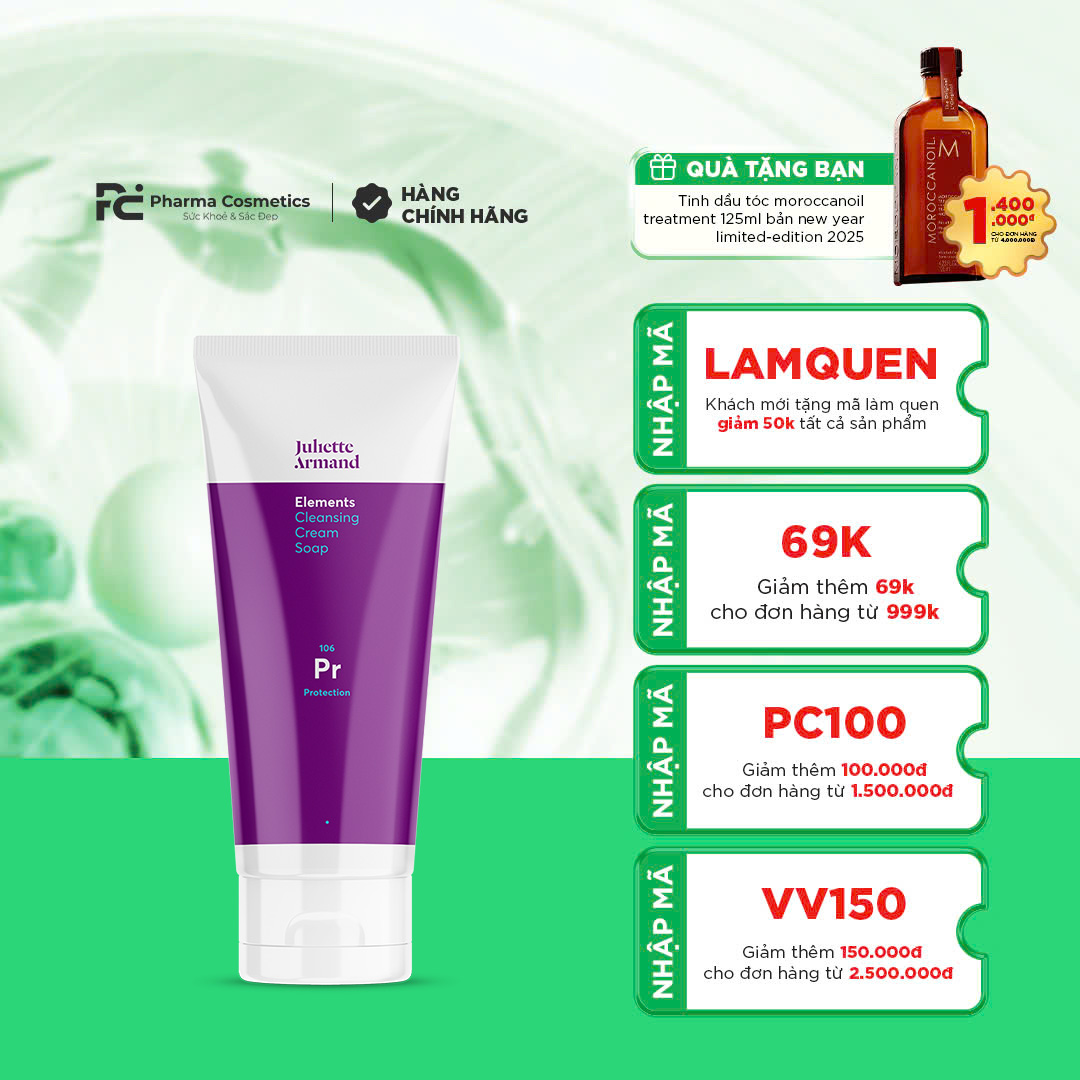 JULIETTE ARMAND ELEMENTS CLEANSING CREAM SOAP: Sữa Rửa Mặt Dạng Kem - Làm Sạch Sâu & Phục Hồi Làn Da