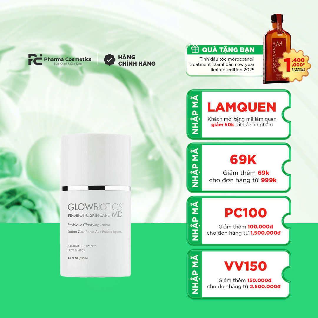 GLOWBIOTICS PROBIOTIC CLARIFYING LOTION: Kem Dưỡng Lợi Khuẩn - Cân Bằng & Làm Dịu Da Dầu Mụn