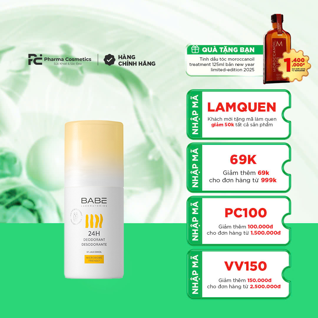 BABE DEODORANT 24H ROLL ON: Lăn Khử Mùi 24H Bảo Vệ & Dịu Nhẹ Cho Mọi Loại Da