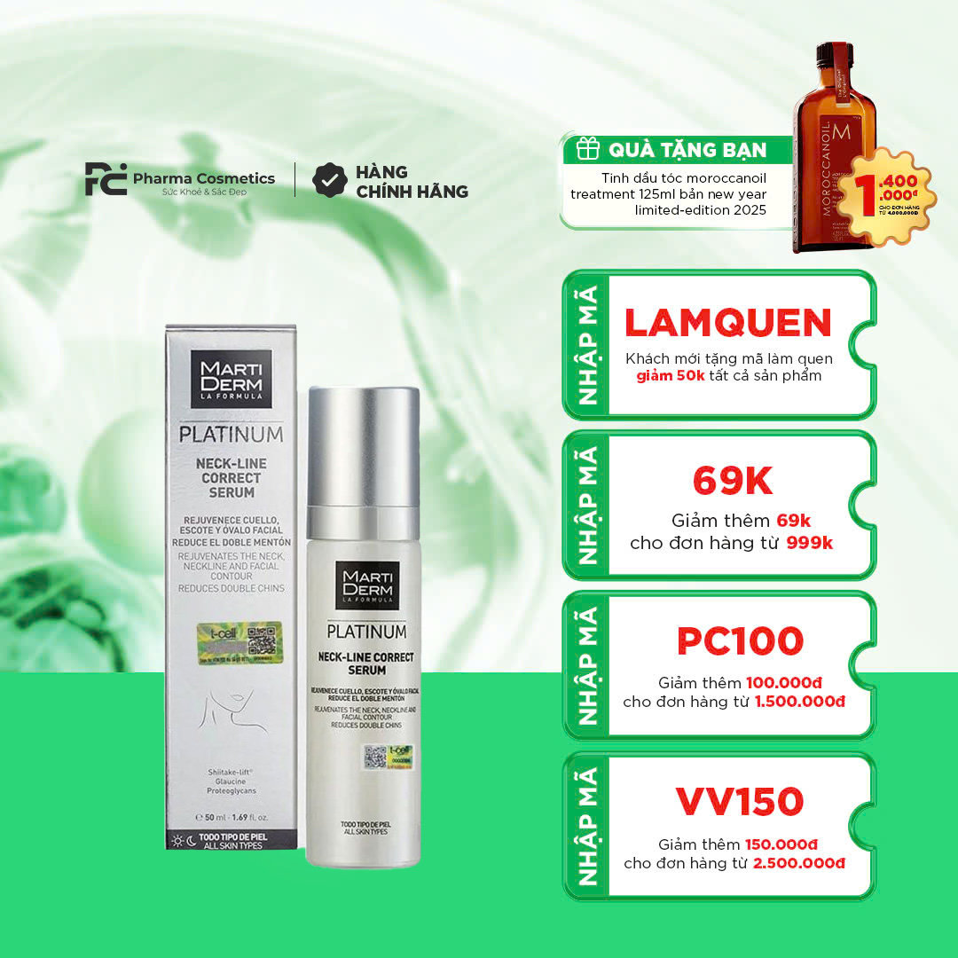 MARTIDERM PLATINUM NECK LINE CORRECT SERUM / TINH CHẤT LÀM SĂN CHẮC & TRẺ HÓA DA VÙNG CỔ