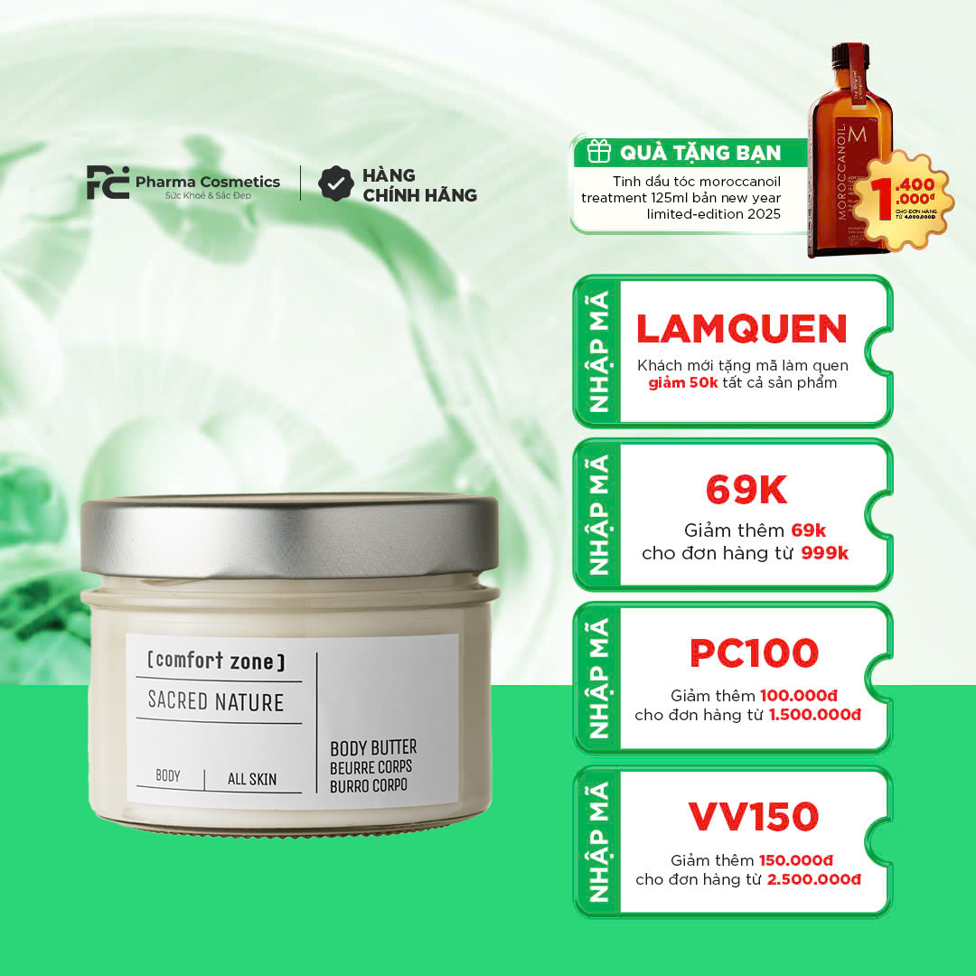 COMFORT ZONE SACRED NATURE BODY BUTTER: Dưỡng Thể Hữu Cơ - Nuôi Dưỡng Sâu & Phục Hồi Độ Đàn Hồi