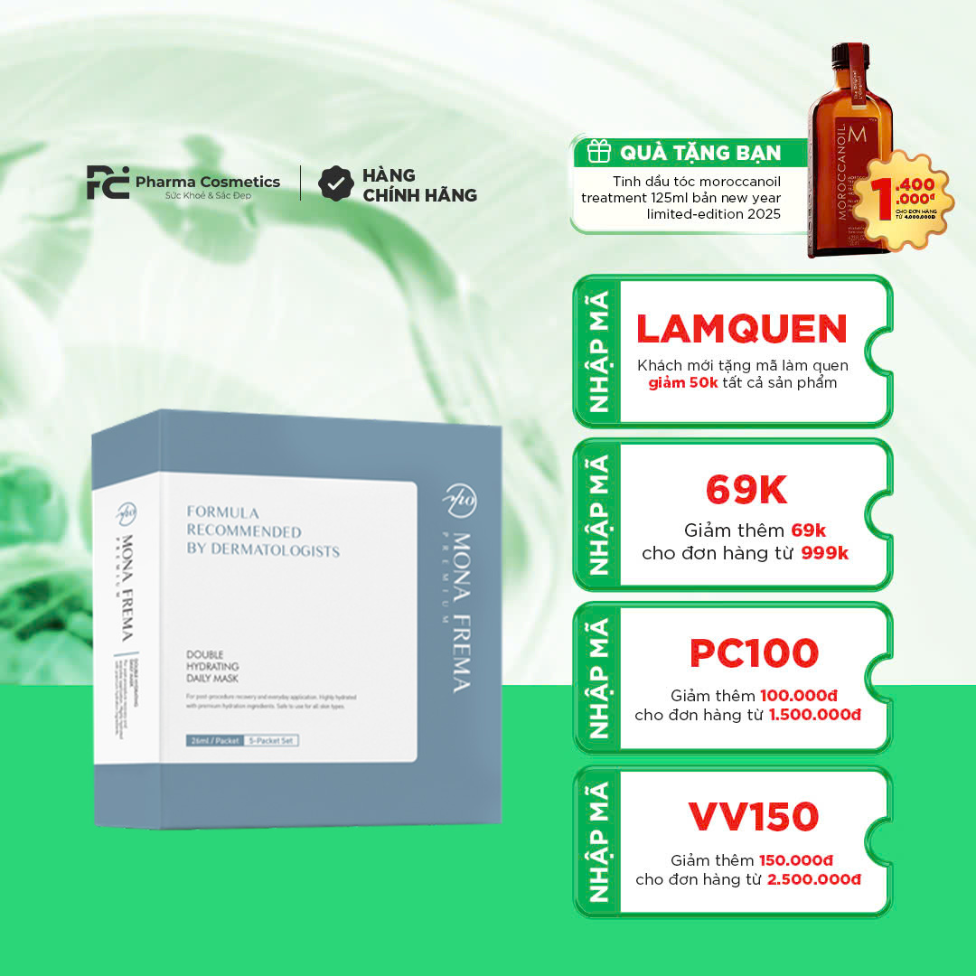 MONA FREMA DOUBLE HYDRATING DAILY MASK: Mặt Nạ Cấp Ẩm Chuyên Sâu, Phục Hồi Làn Da Căng Mọng Hoàn Hảo