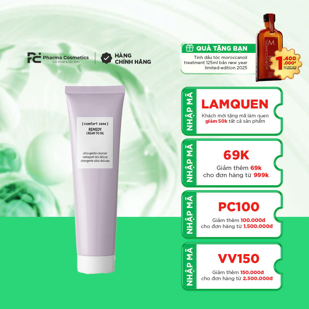 COMFORT ZONE REMEDY CREAM TO OIL: Sữa Rửa Mặt Dịu Nhẹ - Làm Sạch Sâu & Nuôi Dưỡng Làn Da