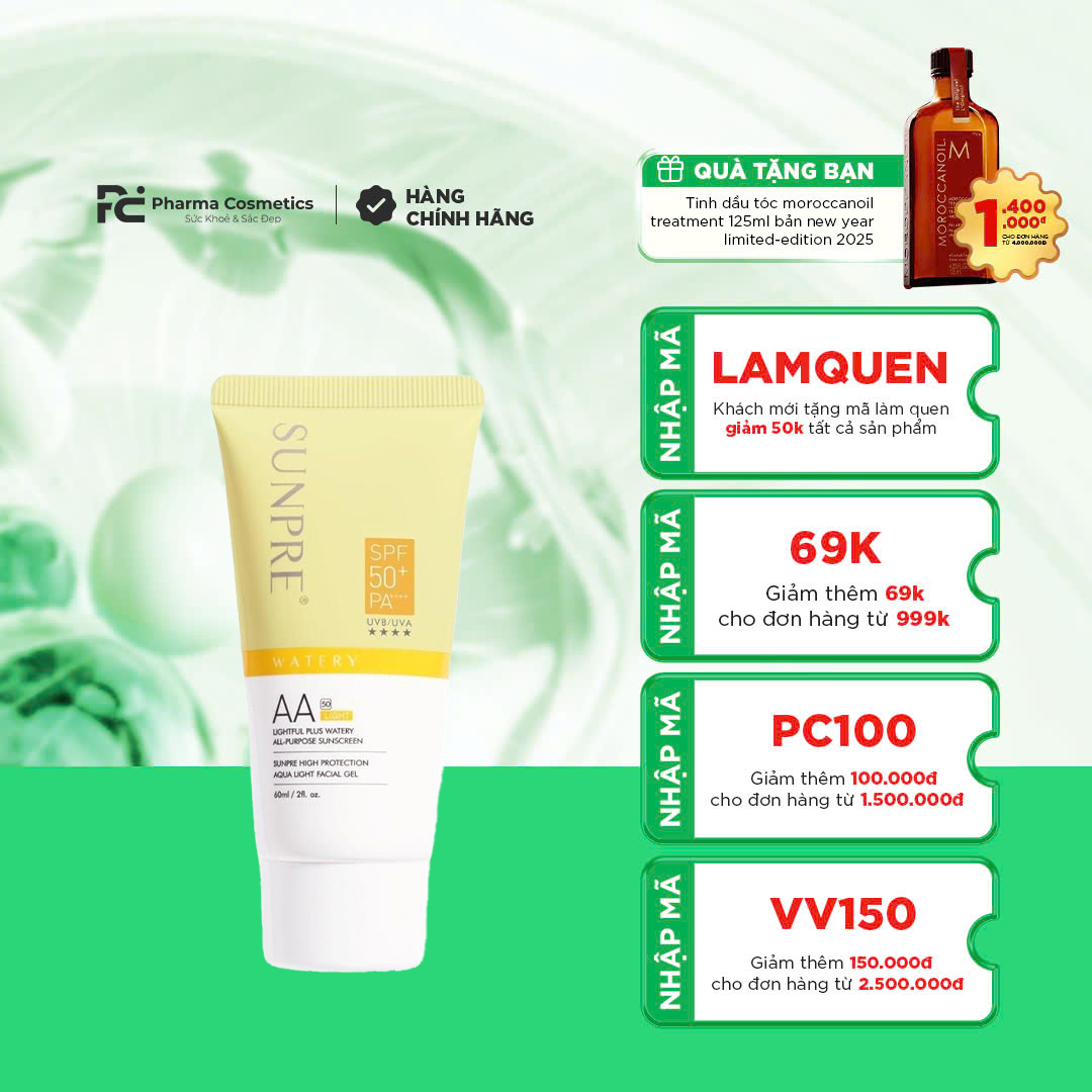 MONA FREMA SUNPRE FACIAL GEL: Kem Chống Nắng Kiềm Dầu, Bảo Vệ Da & Nâng Tông Tự Nhiên