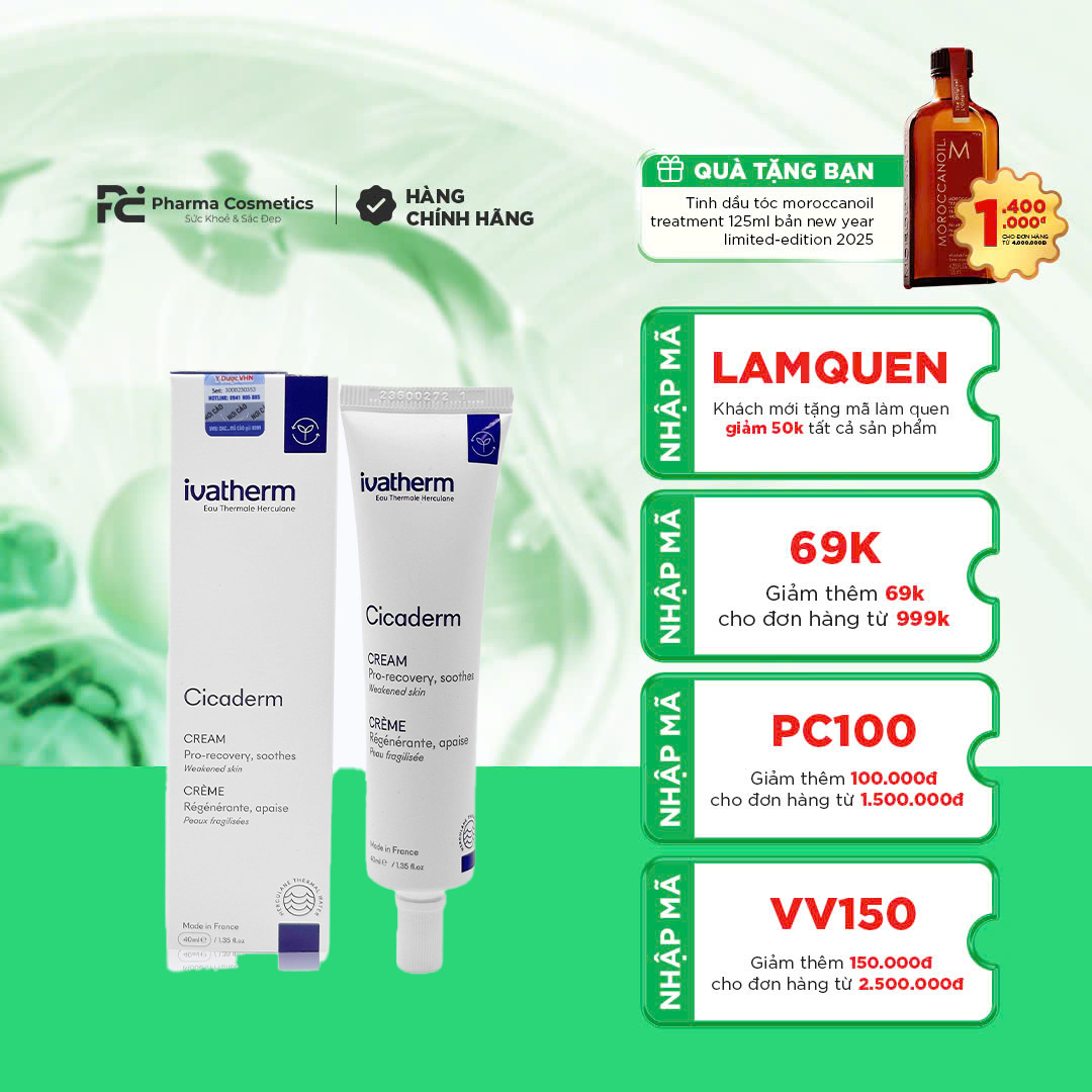 Ivatherm Cicaderm Cream: Kem Tái Tạo Da Chuyên Biệt - Phục Hồi Tổn Thương & Ngăn Ngừa Sẹo