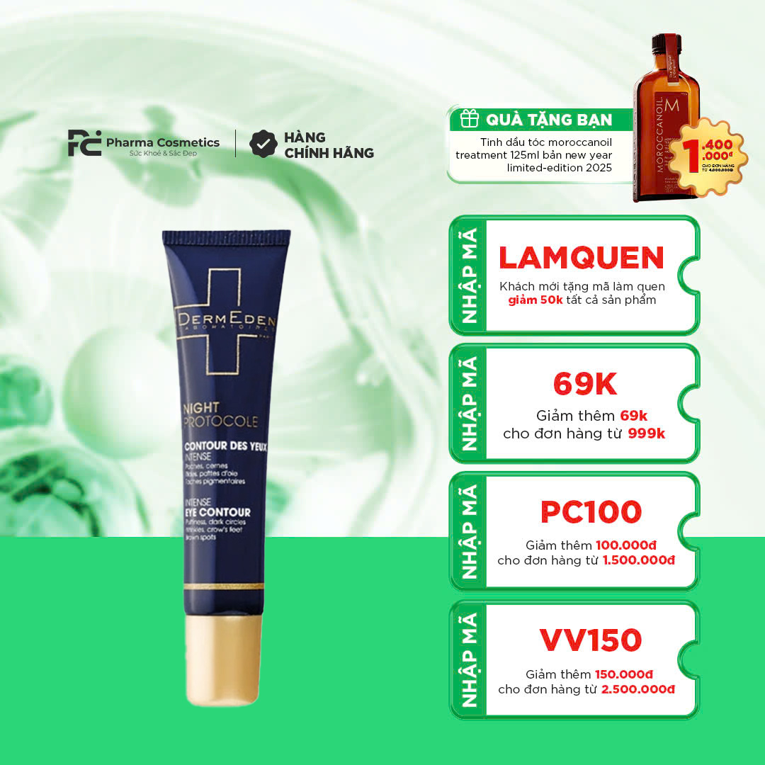 DERMEDEN NIGHT PROTOCOLE INTENSE EYE CONTOUR: Kem Dưỡng Mắt Tái Tạo Chuyên Sâu, Giảm Nếp Nhăn & Quầng Thâm Vùng Mắt
