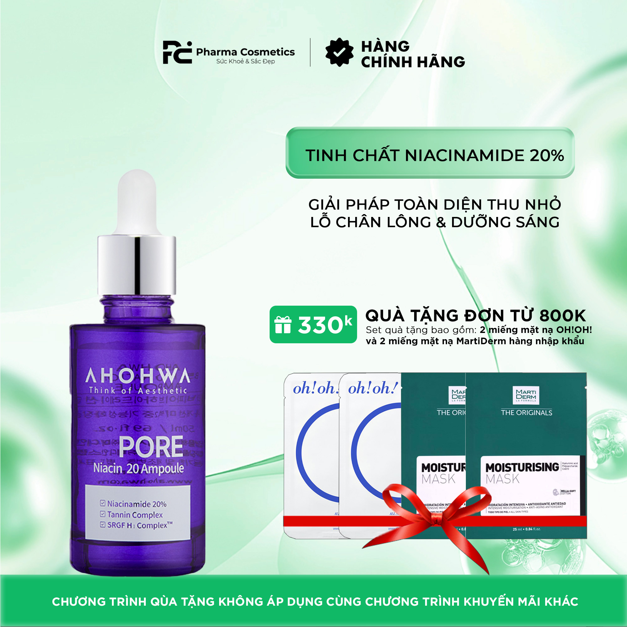 AHOHWA PORE NIACIN 20: Tinh Chất Niacinamide 20% - Giải Pháp Toàn Diện Thu Nhỏ Lỗ Chân Lông & Dưỡng Sáng