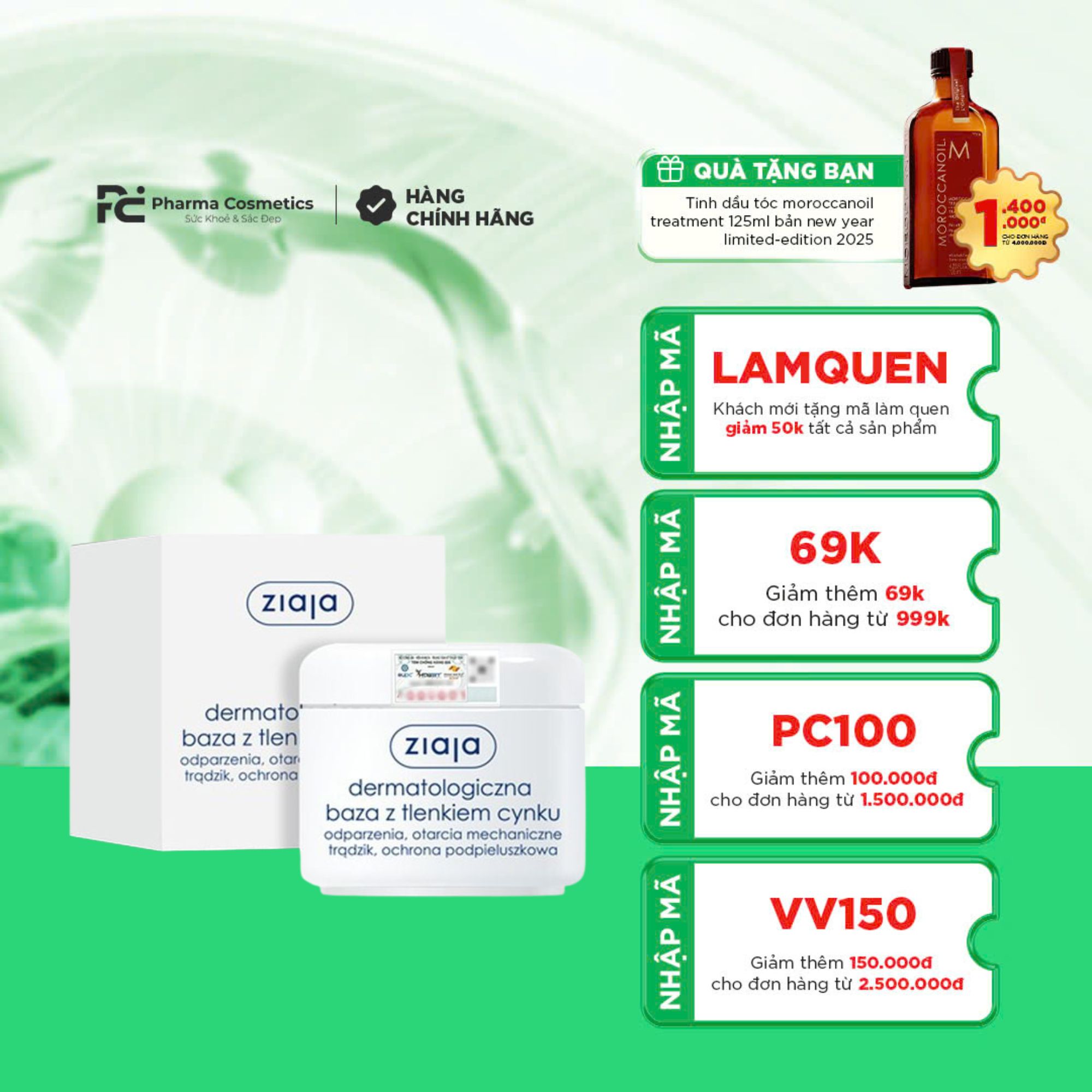 ZIAJA DERMATOLOGICZNA BAZA Z TIENKIEM CYNKU / KEM DƯỠNG KẼM OXIT