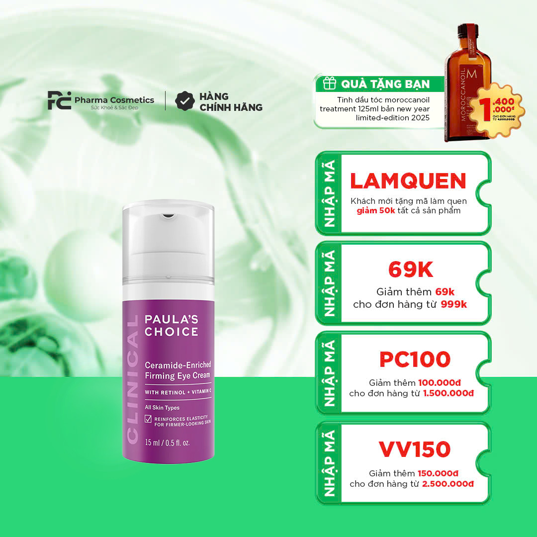 PAULA’S CHOICE CLINICAL CERAMIDE-ENRICHED FIRMING EYE CREAM: Kem Dưỡng Mắt Chuyên Sâu, Sáng Mịn & Săn Chắc