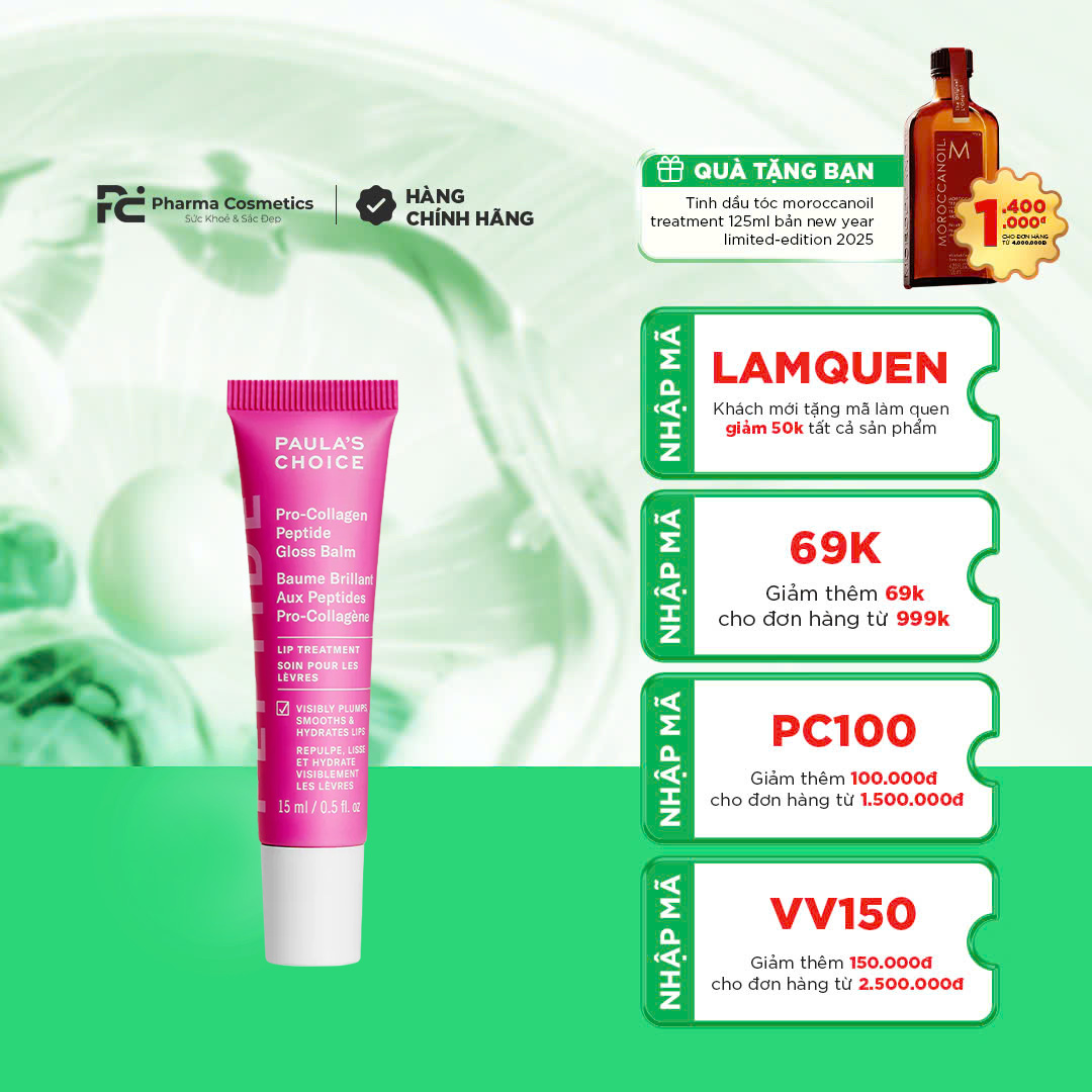PAULA’S CHOICE PRO-COLLAGEN PEPTIDE GLOSS BALM: Son Dưỡng Môi Căng Mọng, Giảm Nếp Nhăn & Dưỡng Ẩm Suốt 24 Giờ