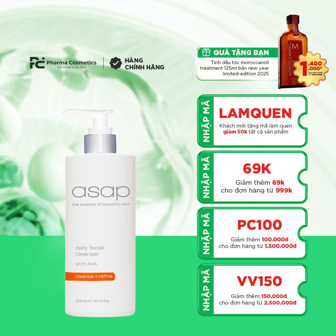 ASAP DAILY FACIAL CLEANSER: Sữa Rửa Mặt Sạch Sâu & Tươi Mới Với AHA và Trà Trắng