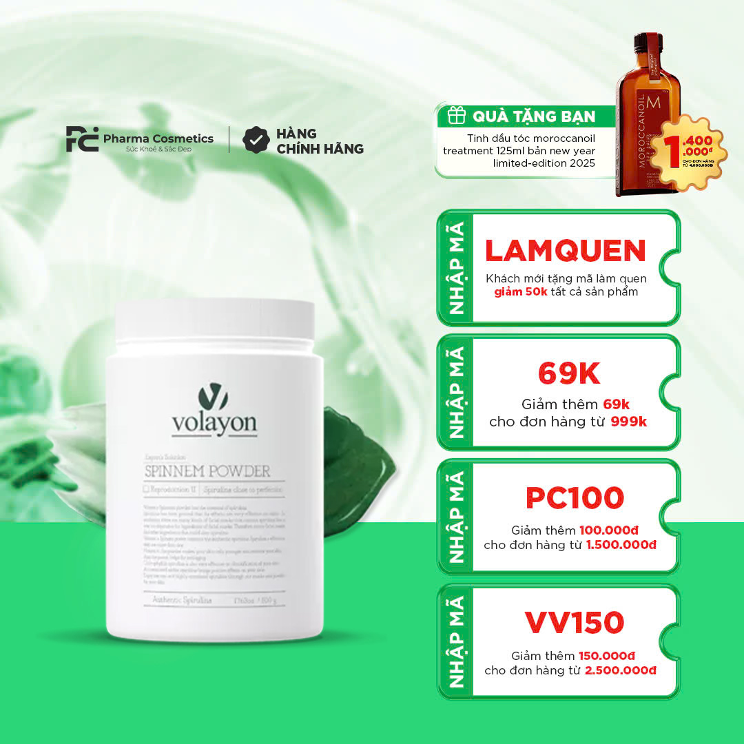 VOLAYON SPINNEM POWDER: Mặt Nạ Tảo Thanh Lọc & Tái Tạo, Mang Lại Làn Da Khỏe Mạnh