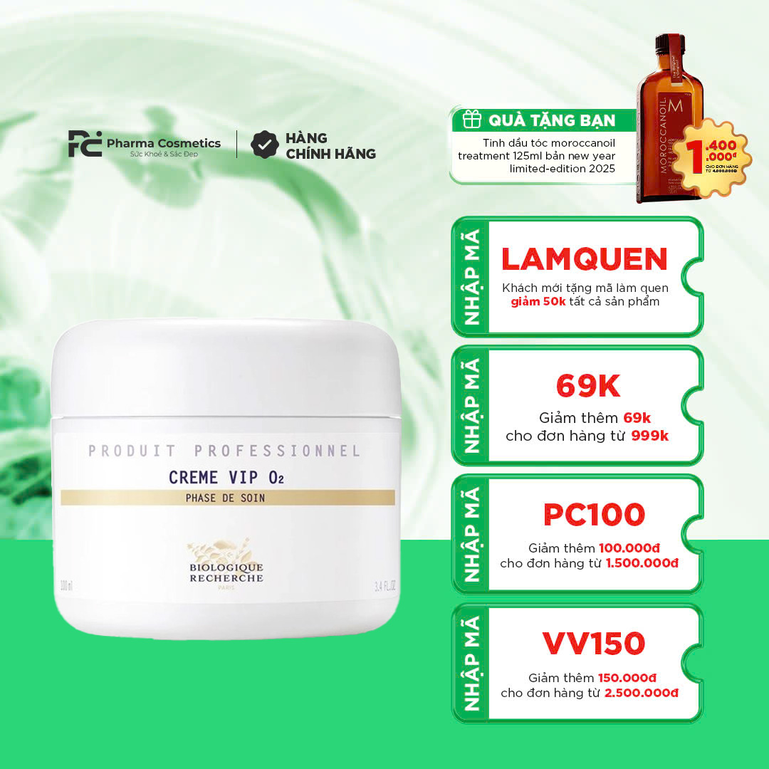 BIOLOGIQUE RECHERCHE CRÈME VIP O2 / KEM DƯỠNG CHĂM SÓC LÀN DA XỈN MÀU VÀ THIẾU SỨC SỐNG, ĐẶC BIỆT DO TÁC ĐỘNG CỦA MÔI TRƯỜNG Ô NHIỄM 100ml