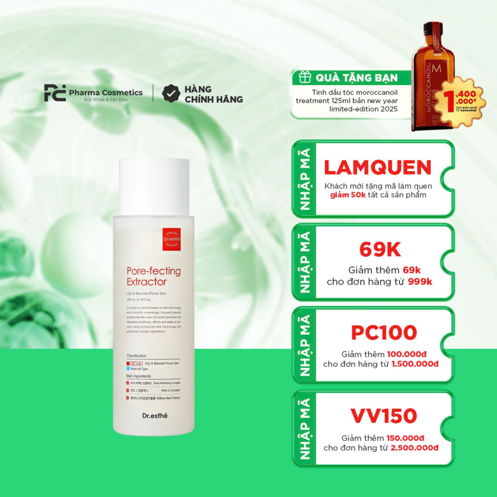 DR.ESTHE PORE-FECTING EXTRATOR: Dung Dịch Làm Mềm Mụn & Sạch Sâu Lỗ Chân Lông