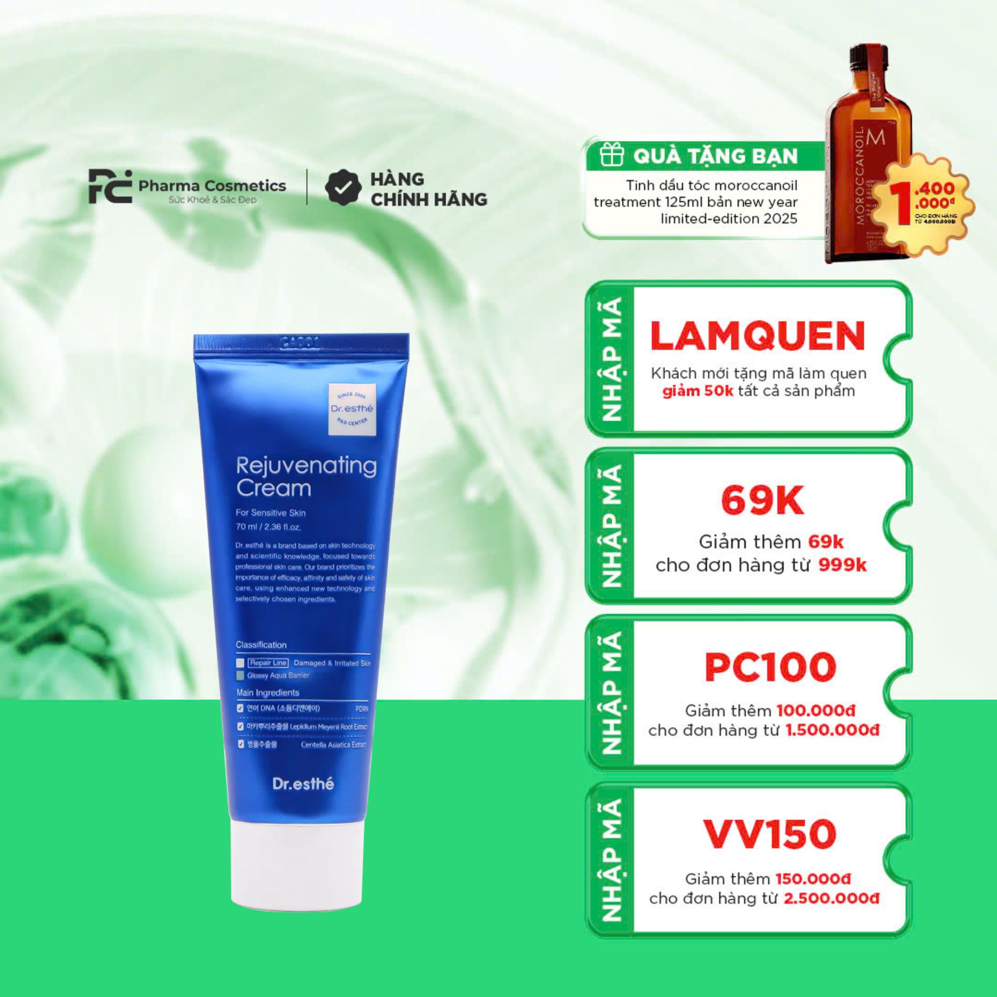 DR.ESTHE REJUVENATING CREAM: Kem Dưỡng PDRN - Phục Hồi, Nâng Cơ & Chống Lão Hóa Chuyên Sâu