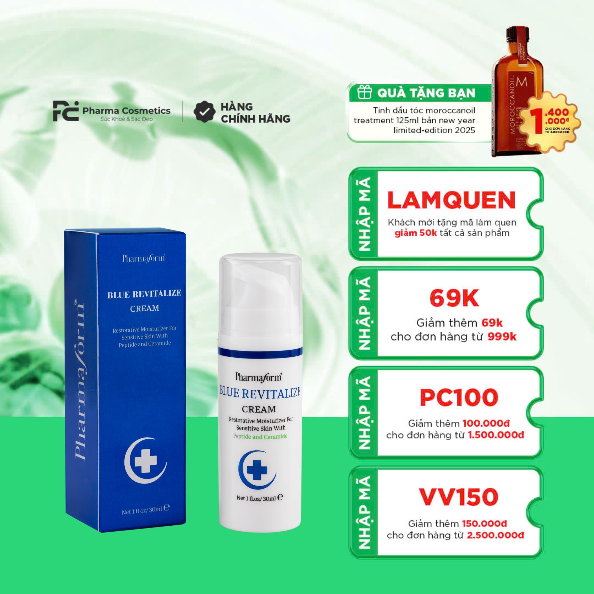 PHARMAFORM BLUE REVITALIZE CREAM: Kem Dưỡng Phục Hồi Chống Ánh Sáng Xanh, Tái Tạo Làn Da Săn Chắc