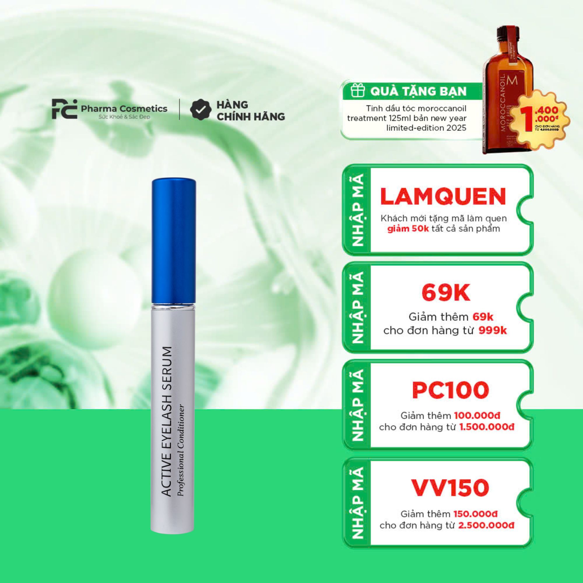 PHARMAFORM ACTIVE EYELASH SERUM: Dưỡng Dài & Dày Mi, Mày - Phục Hồi & Ngăn Gãy Rụng Toàn Diện