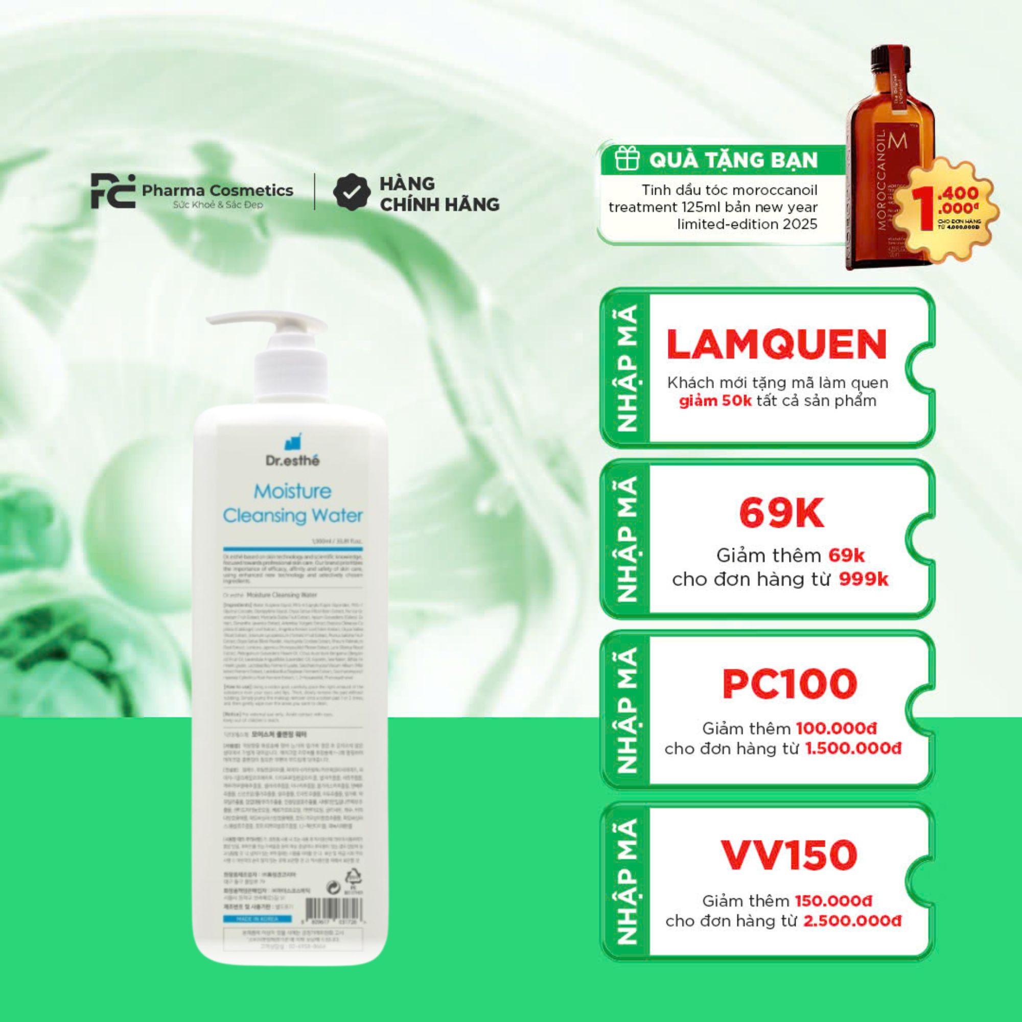 DR.ESTHE MOISTURE LIP & EYE MAKEUP REMOVER: Tẩy Trang Mắt & Môi Dịu Nhẹ, An Toàn Cho Mọi Loại Da