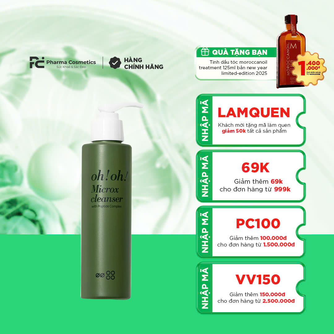 OH!OH! MICROX CLEANSER: Sữa Rửa Mặt Detox Sạch Sâu & Trẻ Hóa Da