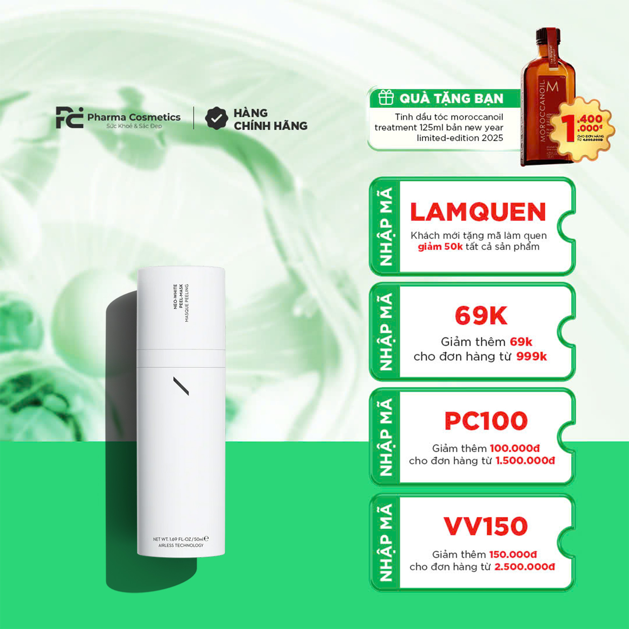 NEODERMA NEO WHITE PEEL MASK 50ML / MẶT NẠ DƯỠNG TÁI TẠO LÀM TRẮNG DA ĐẶC BIỆT