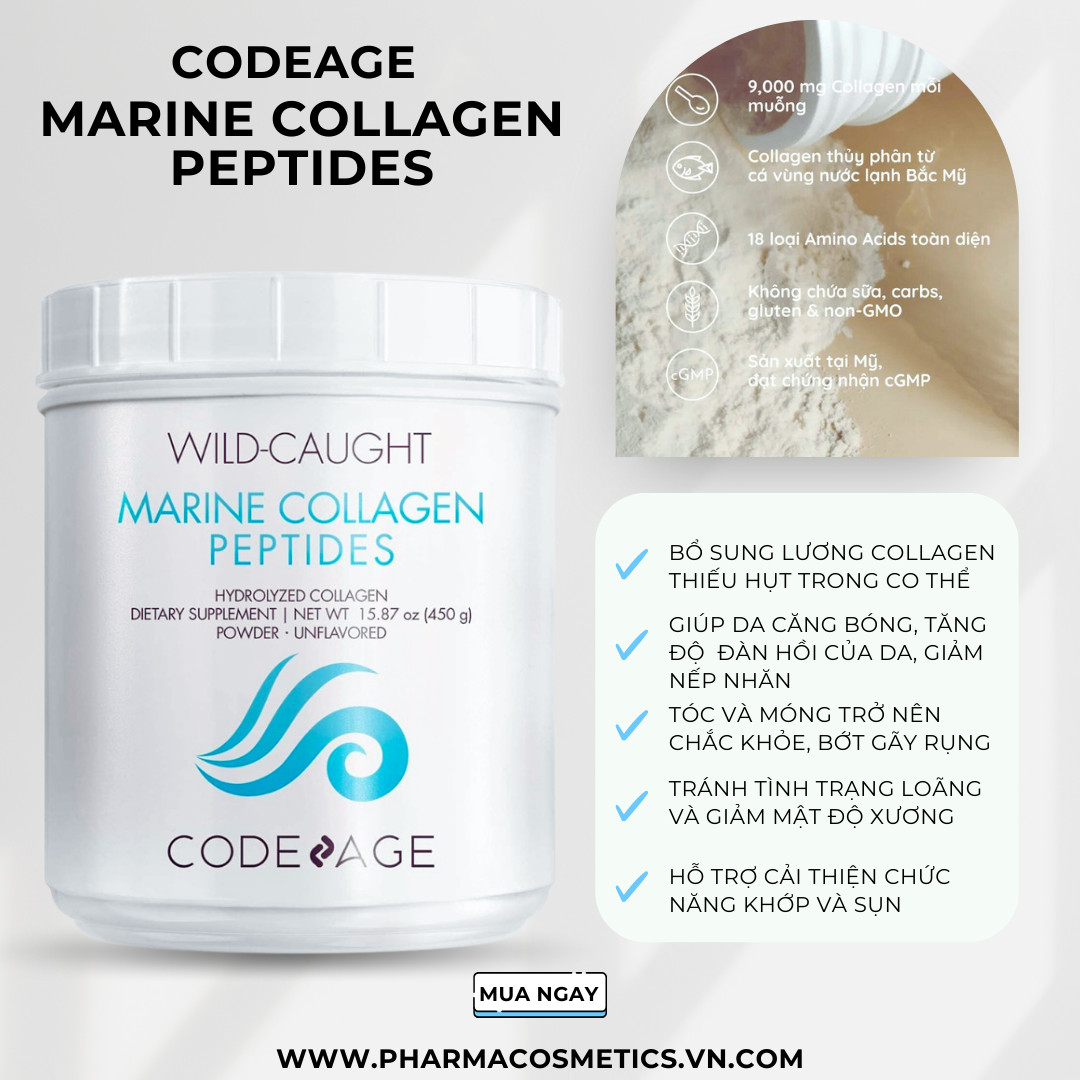( Date 23-05-2027) WILD CAUGHT MARINE COLLAGEN PEPTIDES POWDER / BỘT COLLAGEN THỦY PHÂN CAO CẤP