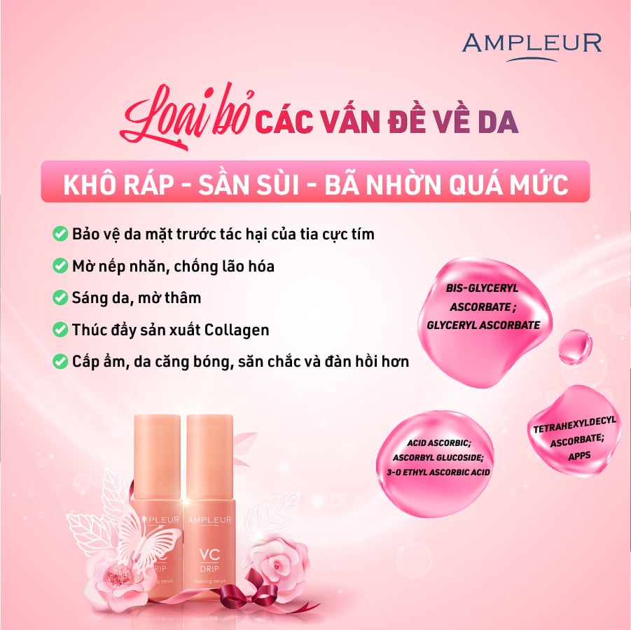 AMPLEUR VC DRIP / SERUM THU NHỎ LỖ CHÂN LÔNG ( 7 LOẠI VITAMIN C)
