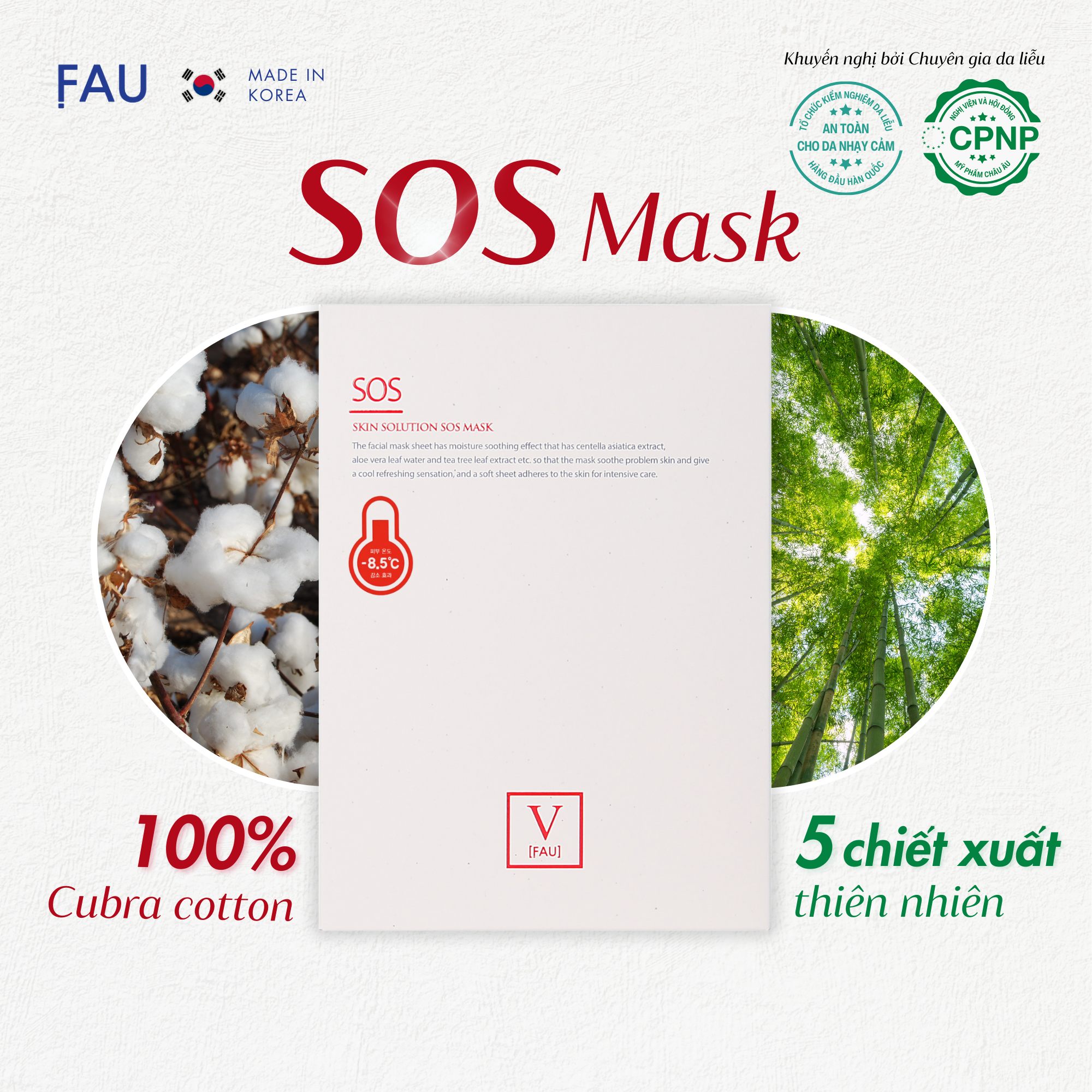 FAU Skin Solution SOS Mask – Mặt Nạ Lạnh Làm Dịu Da, Cấp Ẩm Chuyên Sâu Và Hỗ Trợ Phục Hồi Làn Da Nhạy Cảm