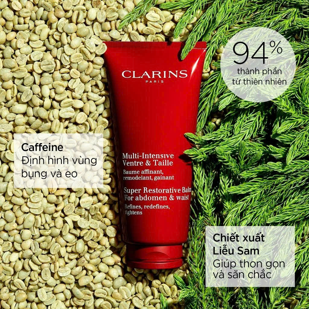 CLARINS SUPER RESTORATIVE BALM FOR ABDOMEN & WAIST: Kem Dưỡng Da, Cải Thiện Độ Săn Chắc Vùng Bụng Và Eo