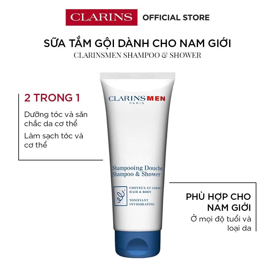 CLARINS CLARINSMEN SHAMPOO & SHOWER: Sữa Tắm Gội 2 Trong 1 Cho Nam Giới – Năng Lượng & Sảng Khoái