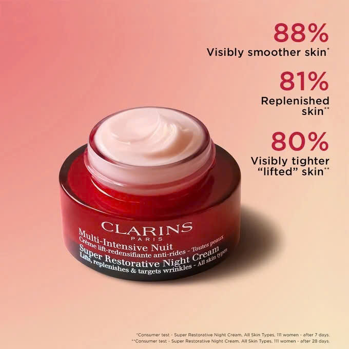 CLARINS SUPER RESTORATIVE NIGHT CREAM: Kem Dưỡng Đêm Tái Tạo Chuyên Sâu, Phục Hồi Làn Da Tươi Trẻ