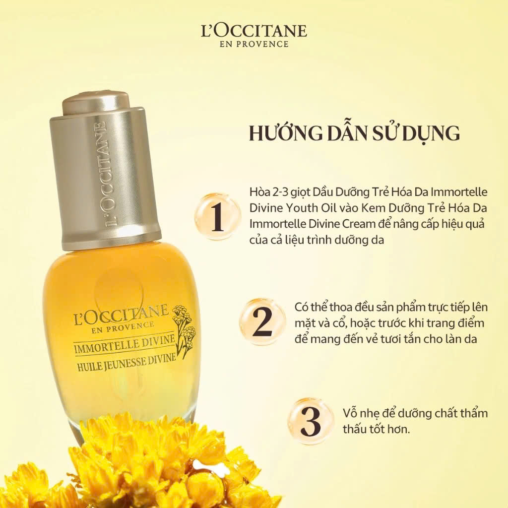 L'OCCITANE IMMORTELLE DIVINE YOUTH OIL: Dầu Dưỡng Trẻ Hóa & Phục Hồi Vẻ Rạng Rỡ Cho Làn Da