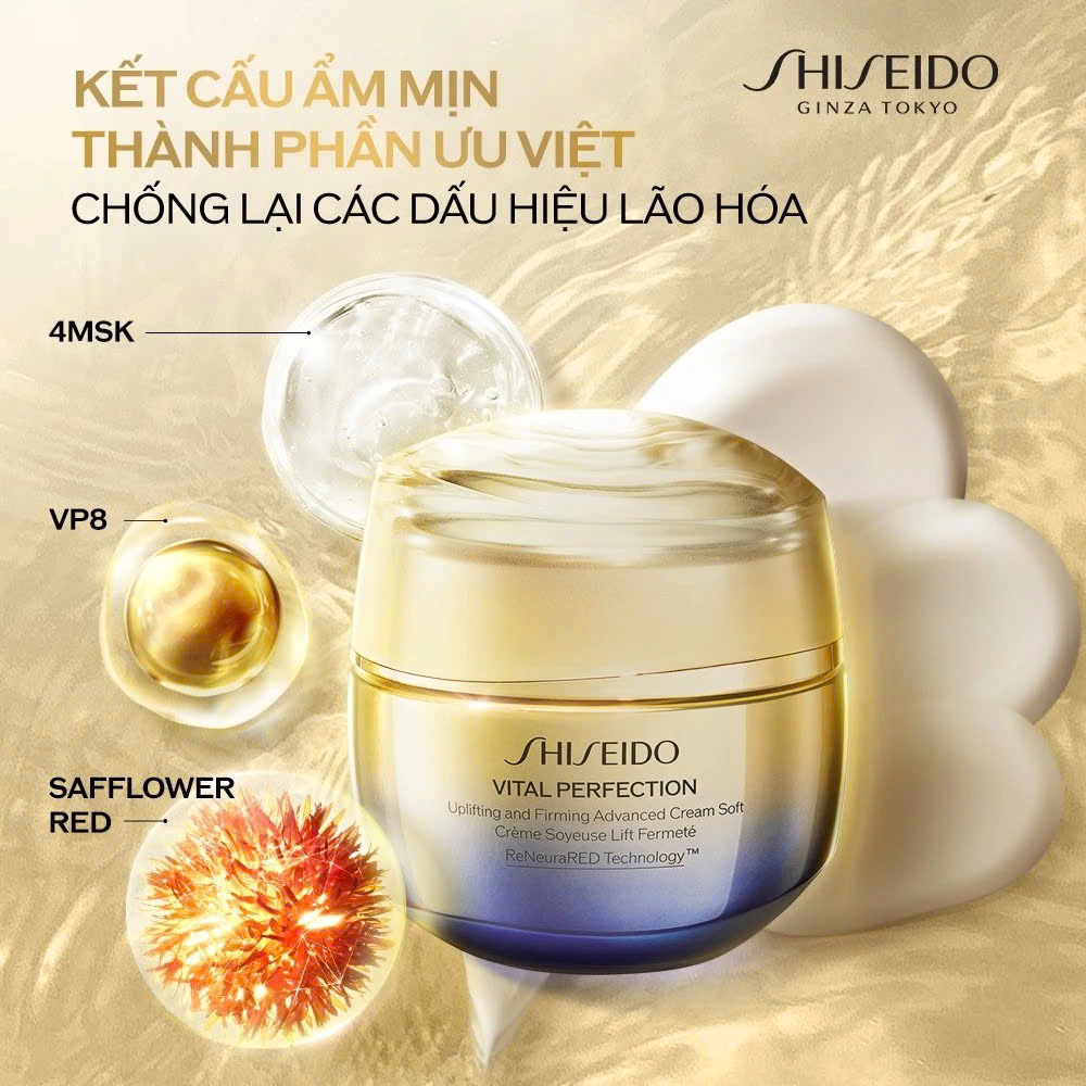 SHISEIDO VITAL PERFECTION UPLIFTING AND FIRMING ADVANCED CREAM SOFT: Kem Dưỡng Nâng Cấp Vẻ Săn Chắc, Tươi Sáng Cho Làn Da