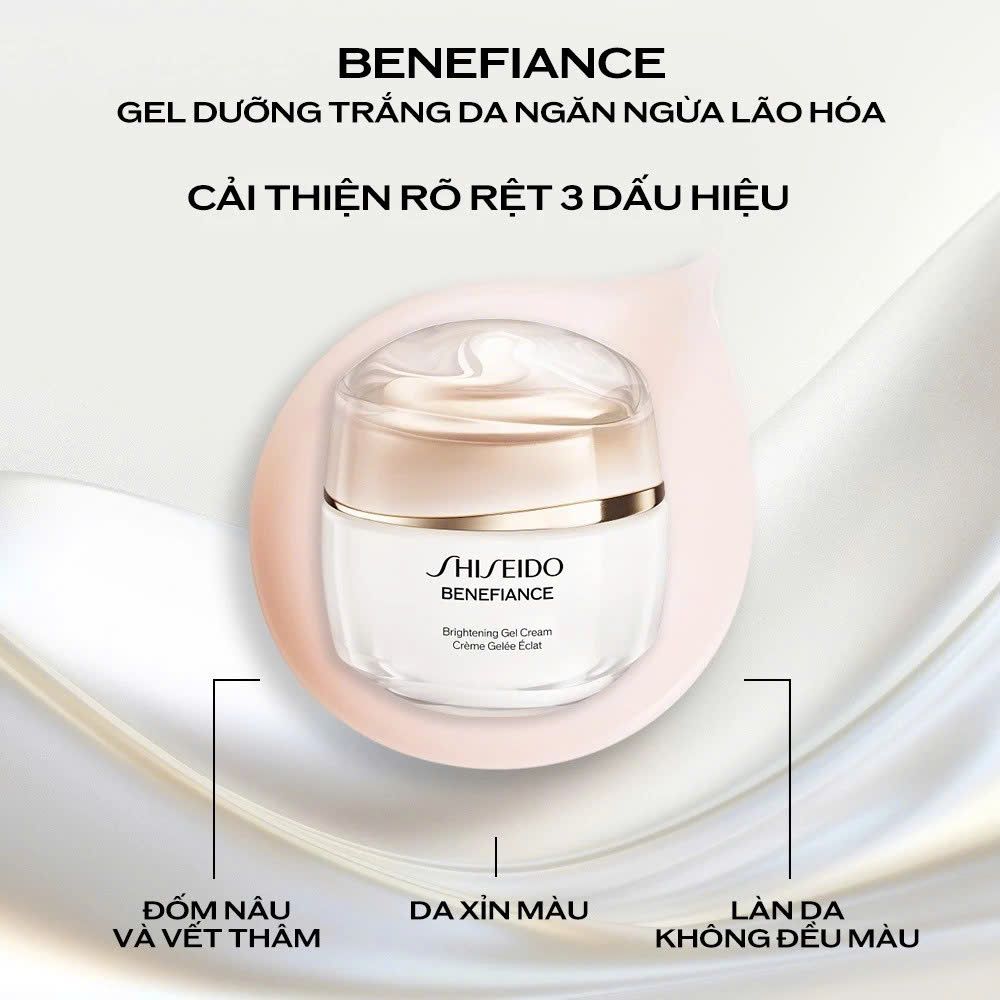 SHISEIDO BENEFIANCE BRIGHTENING GEL CREAM: Gel Dưỡng Trắng Sáng, Cải Thiện Da Không Đều Màu