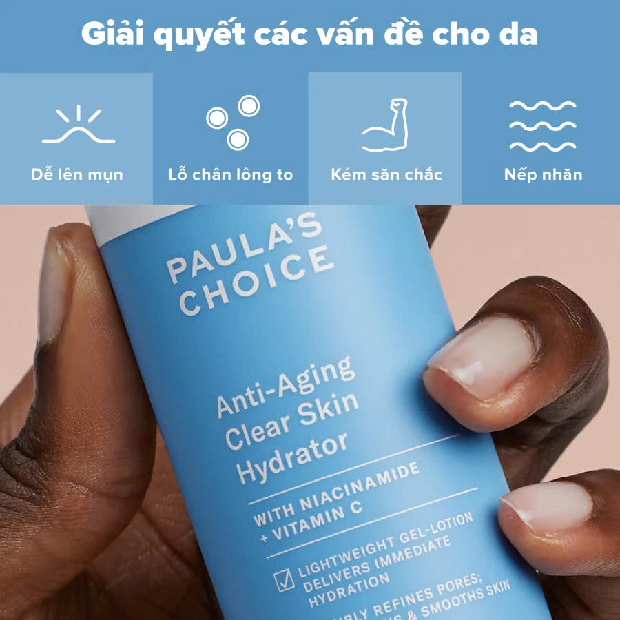 PAULA'S CHOICE RESIST ANTI-AGING CLEAR SKIN HYDRATOR: Kem Dưỡng Ẩm Chống Lão Hóa, Cải Thiện Làn Da Không Đều Màu & Lỗ Chân Lông