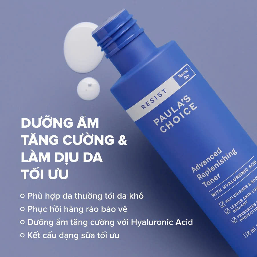 PAULA'S CHOICE RESIST ADVANCED REPLENISHING TONER: Nước Cân Bằng Dưỡng Ẩm Chuyên Sâu, Phục Hồi Làn Da Lão Hóa