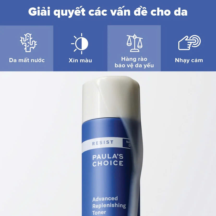 PAULA'S CHOICE RESIST ADVANCED REPLENISHING TONER: Nước Cân Bằng Dưỡng Ẩm Chuyên Sâu, Phục Hồi Làn Da Lão Hóa