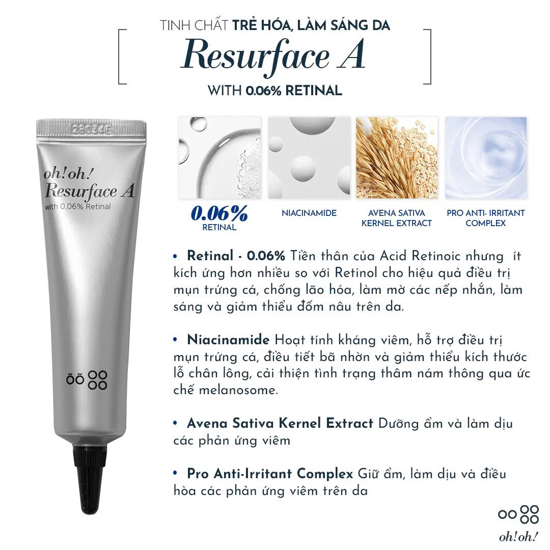 OH!OH! RESURFACE A: Tinh Chất Retinal Trẻ Hóa & Sáng Da, Phục Hồi Làn Da Sức Sống