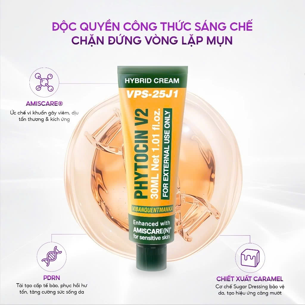 VQM Phytocin Hybrid Cream : Kem Dưỡng Ẩm & Phục Hồi Da Chuyên Sâu, Cải Thiện Mụn & Kích Ứng