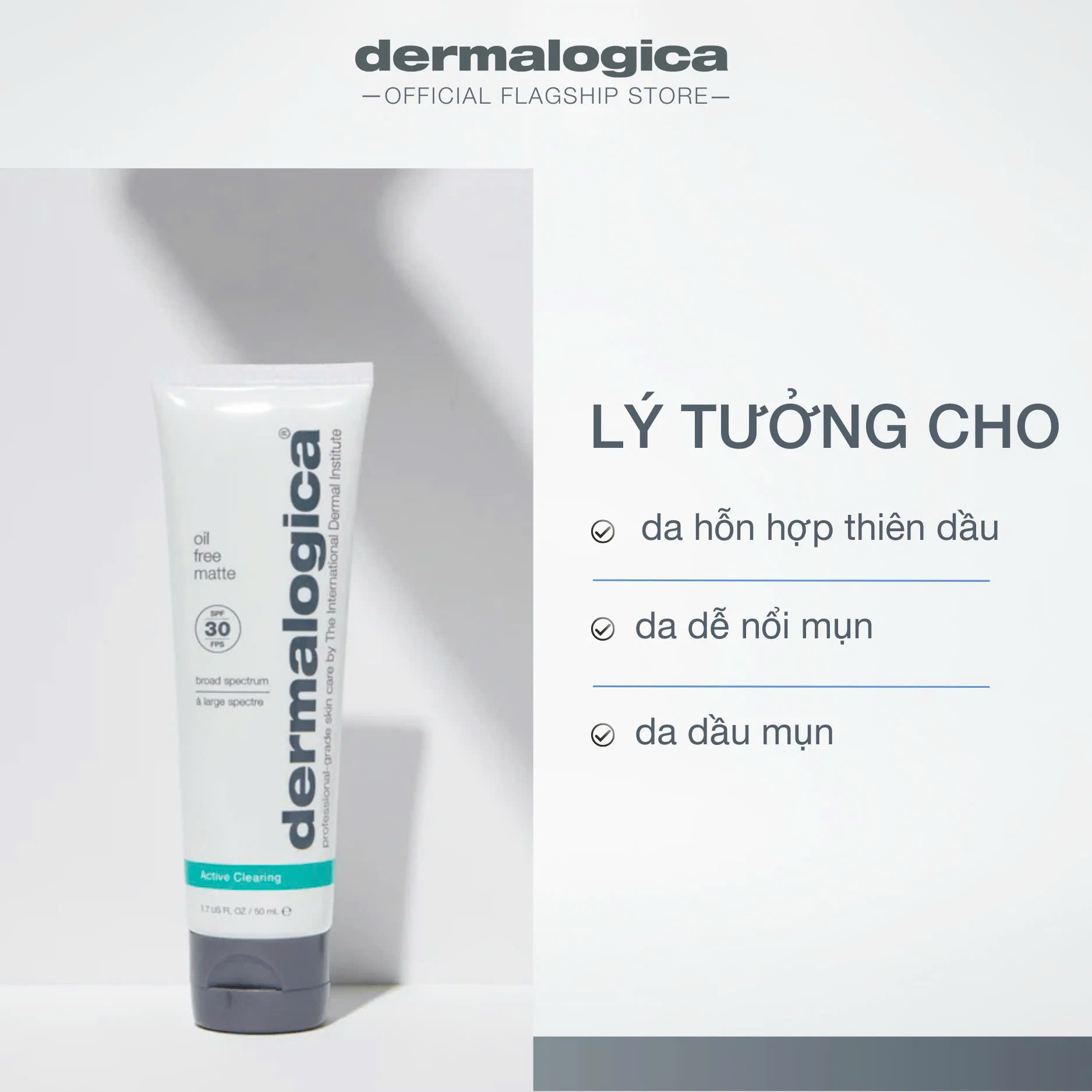 DERMALOGICA OIL FREE MATTE SPF30 - Kem Chống Nắng Dạng Lì, Ngăn Ngừa Bóng Nhờn Cho Da Dầu & Mụn