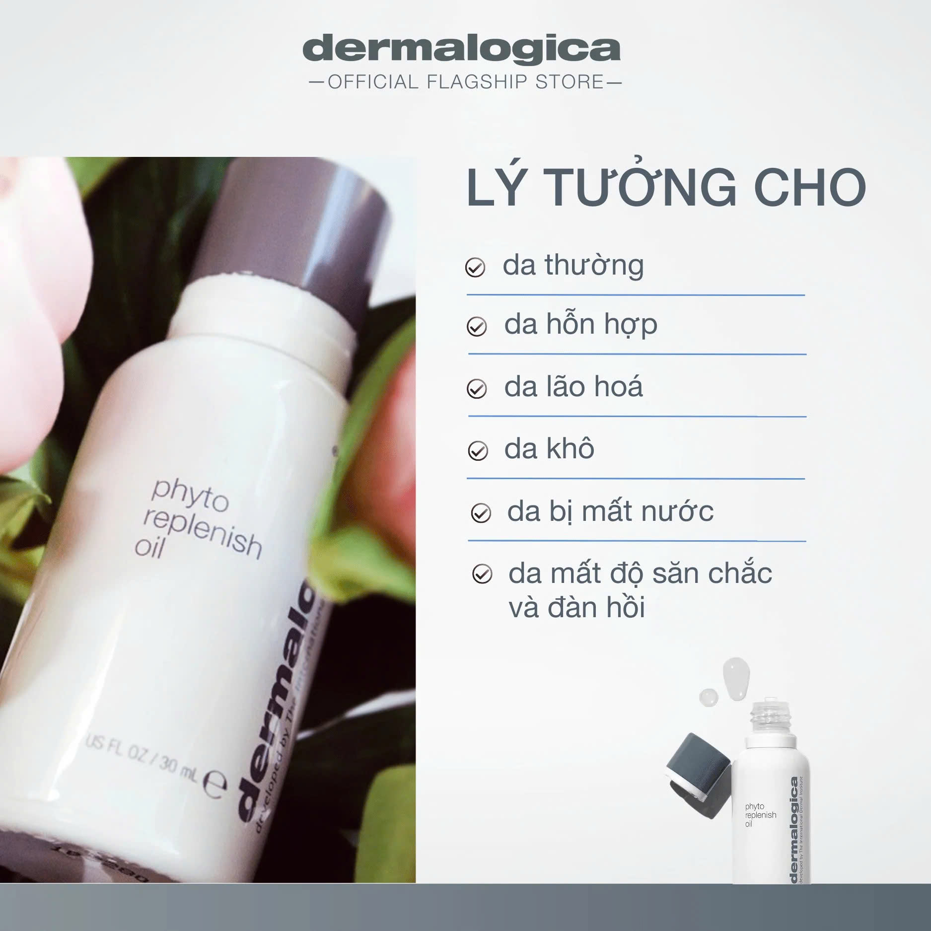 DERMALOGICA PHYTO REPLENISH OIL: Tinh Dầu Phục Hồi & Chống Lão Hóa, Cho Làn Da Căng Mọng, Rạng Rỡ
