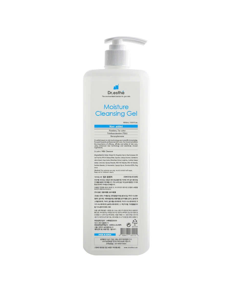 DR.ESTHE MOISTURE CLEANSING GEL: Sữa Rửa Mặt Dịu Nhẹ - Cân Bằng & Tăng Cường Hàng Rào Bảo Vệ Da