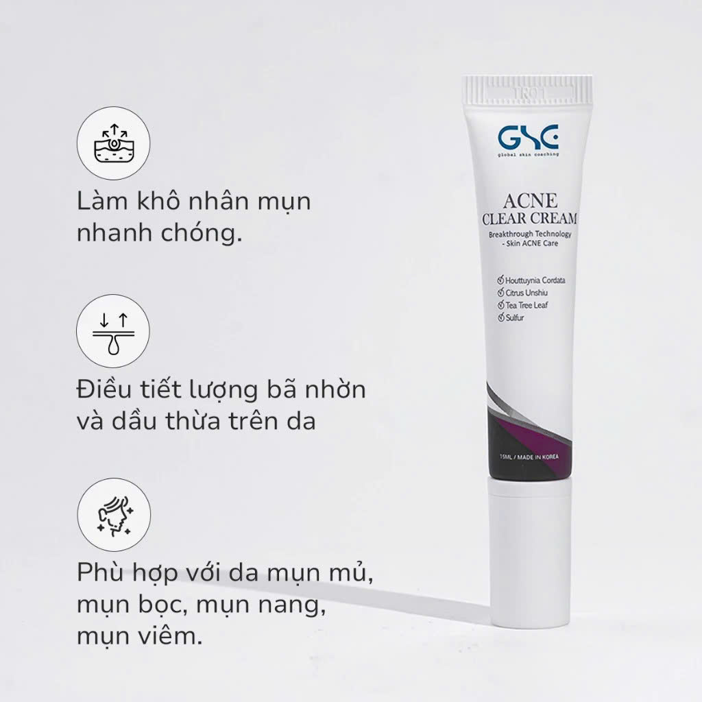 GSC ACNE CLEAR CREAM: Kem Chấm Mụn - Giảm Viêm & Khô Cồi Mụn Nhanh Chóng