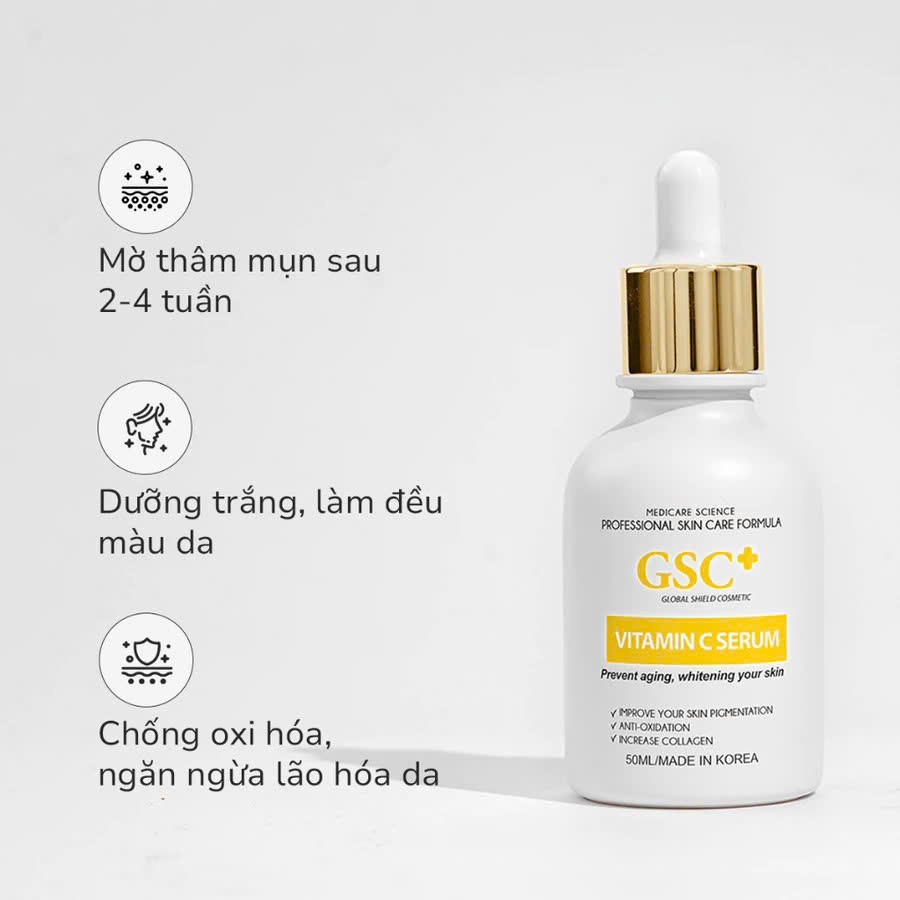 GSC VITAMIN C SERUM: Tinh Chất Dưỡng Trắng & Chống Lão Hóa - Cho Làn Da Sáng Khỏe, Mờ Nám