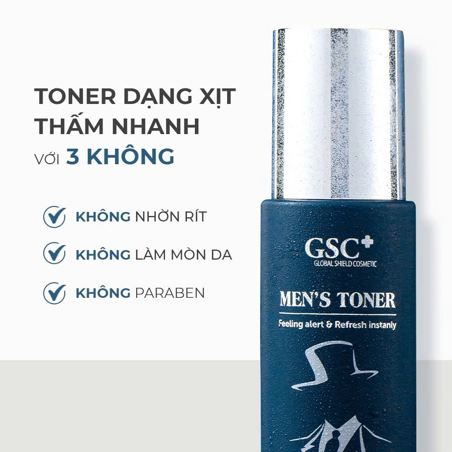 GSC MEN'S TONER: Xịt Khoáng Dưỡng Ẩm, Giảm Mụn & Bảo Vệ Da Chuyên Biệt Cho Nam Giới