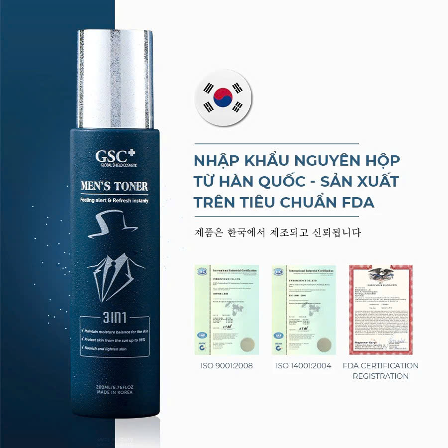 GSC MEN'S TONER: Xịt Khoáng Dưỡng Ẩm, Giảm Mụn & Bảo Vệ Da Chuyên Biệt Cho Nam Giới