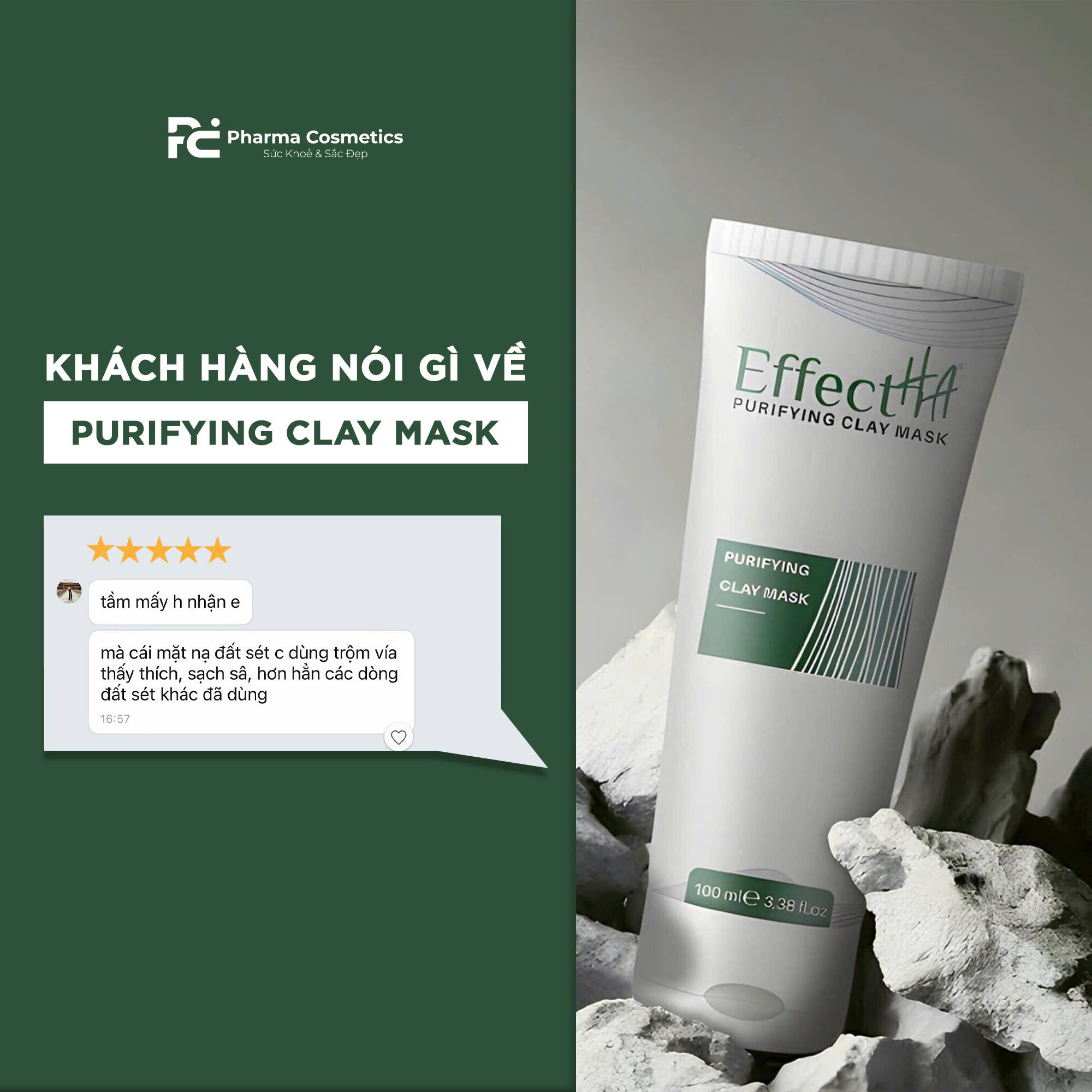 EFFECTHA PURIFYING CLAY MASK / MẶT NẠ ĐẤT SET THẢI ĐỘC DA