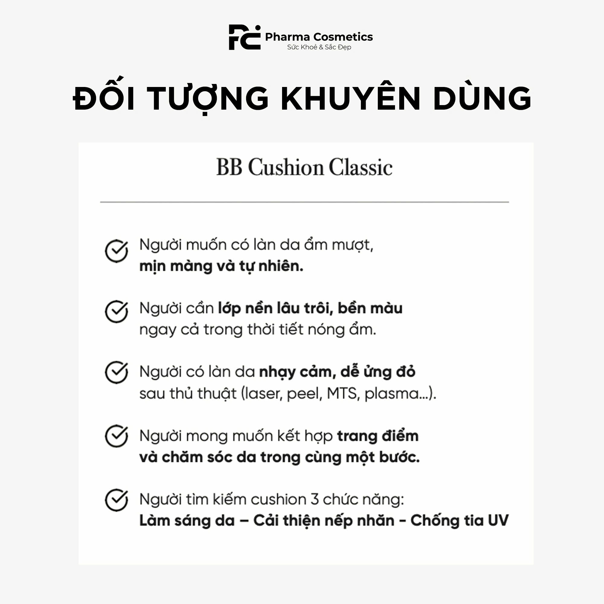 BYTHE QUALITY BB CUSHION CLASSIC: Cushion 3 trong 1 - Trang Điểm, Chống Nắng & Dưỡng Da